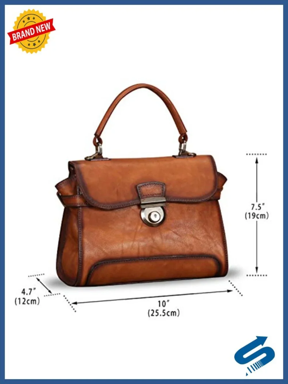 Genuine Leather Satchel Crossbody Shoulder Bag Vintage Retro Purse with Strap